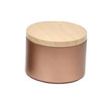 Μεταλλικό Βάζο Κεριών 118ml Rose Gold με Ξύλινο καπάκι 